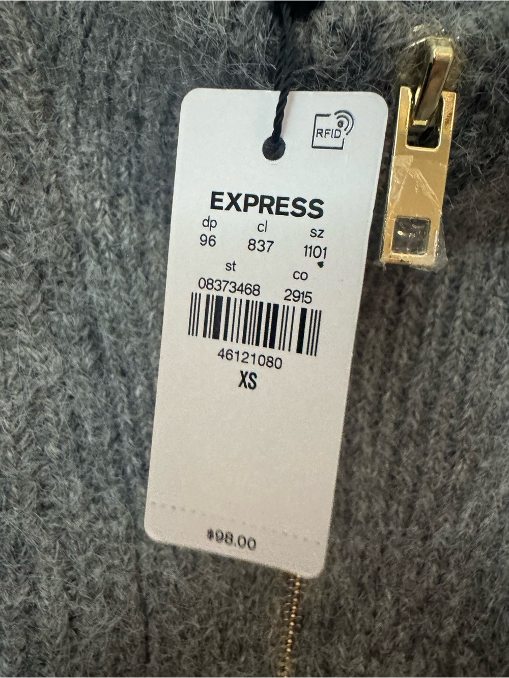 NWT Express London Gray Fuzzy Half Zip Sweater XS | Cozy Mock Neck Pullover -F - Picture 4 of 5